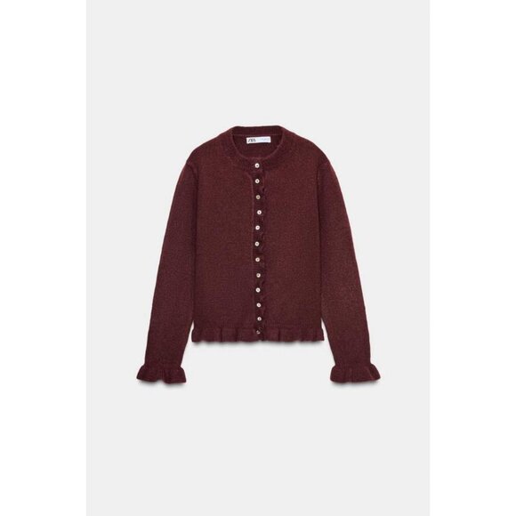 ZARA RUFFLED KNIT CARDIGAN - Picture 4 of 5